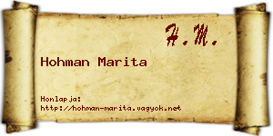 Hohman Marita névjegykártya